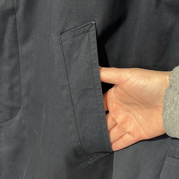 London Fog Navy Blue Trench Coat Men's Size 42 Long Overcoat Rothschild's - Picture 7 of 15